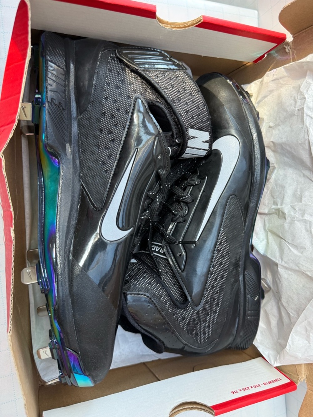 Nike Huarache High Top Baseball Cleats - Size 10 - Rainbow Undersole - NWT - Picture 7 of 11